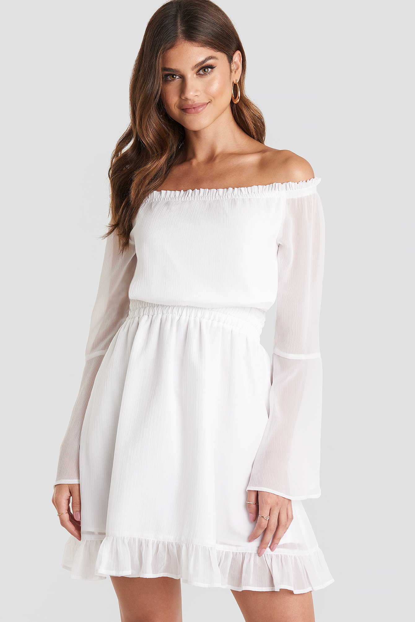 Off Shoulder Mini Dress White | na-kd.com